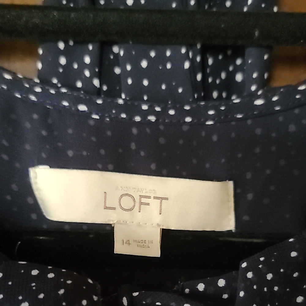 LOFT Long Sleeve Navy Dress - Picture 2 of 4